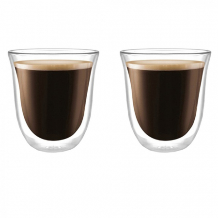 Set 2 cani din sticla borosilicata cu pereti dubli, termorezistente, 220 ml, transparente, Modesto [1]