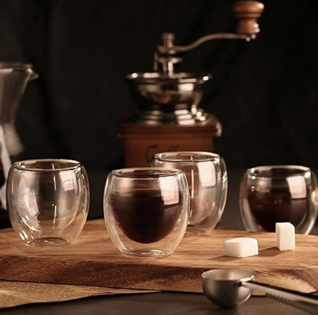 Set 2 cani din sticla borosilicata cu pereti dubli, termorezistente, 250 ml, transparente, pentru latte macchiato [1]