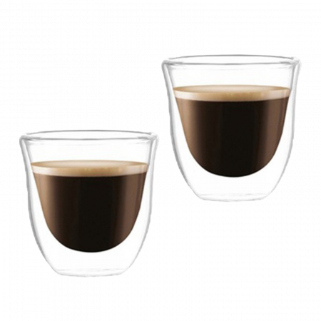 Set 2 cani espresso din sticla borosilicata cu pereti dubli, termorezistente, 70 ml, transparente, Modesto [0]