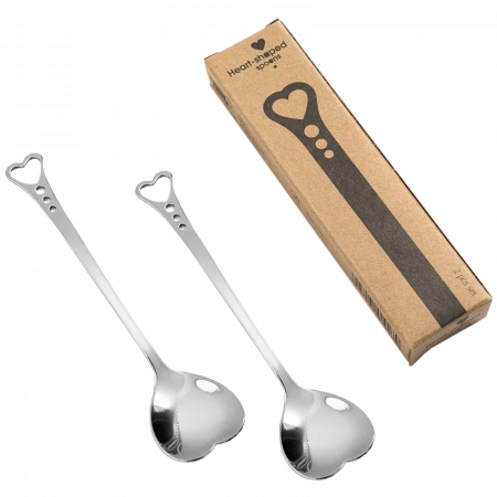Set 2 lingurite in forma de inima, Argintii, Inox | Capsuleria.ro [0]