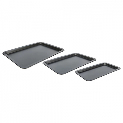 Cutii depozitare - Set 3 Tavi pentru cuptor,Negru, Five