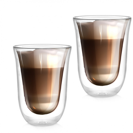 Set 6 cani din sticla borosilicata cu pereti dubli, termorezistente, 270 ml, transparente, Modesto [1]