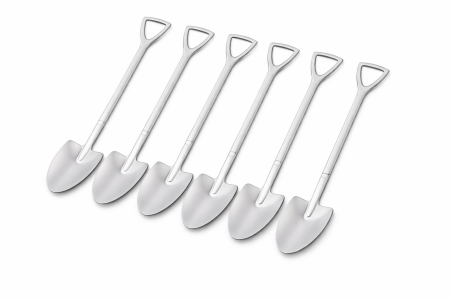Reduceri🔥⏳ - Set 6 Lingurite Inox tip Lopatica, Design Creativ cu Maner Deschizator, Rezistente si Elegante, Argintiu
