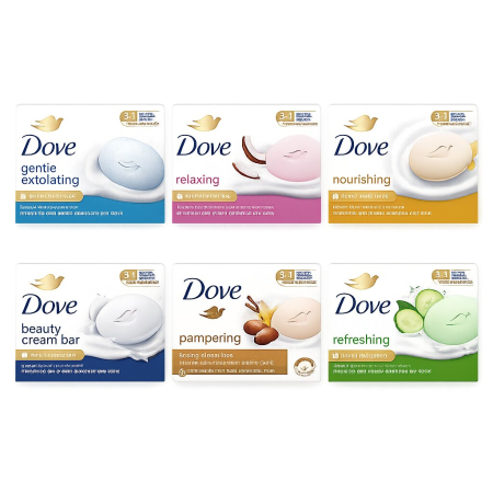 Noutati! - Set Complet 6 Sapunuri Dove Beauty Cream –Pachet Hidratare, Arome Variate, Ingrijire Piele-VivoMarket.ro