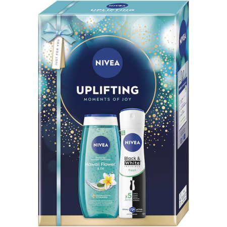 Noutati! - Set NIVEA: Gel de dus revigorant Hawaii Flower & Oil, 250 ml + Deodorant spray Invisible Black & White Clear 150 ml-Vivomarket.ro