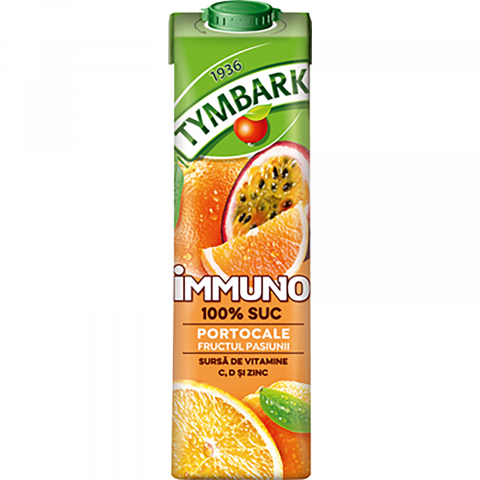 Bauturi necarbogazoase - Suc 100 % Portocala si Fructul Pasiunii, 6 x 1 L, TYMBARK Immuno