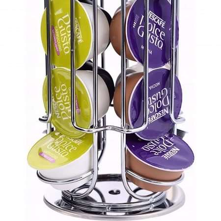 Suport pentru capsule Nescafe Dolce Gusto rotativ, 24 de capsule, Inox, Argintiu [1]