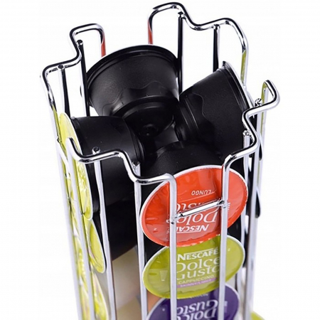 Suport pentru capsule Nescafe Dolce Gusto rotativ, 24 de capsule, Inox, Argintiu [2]