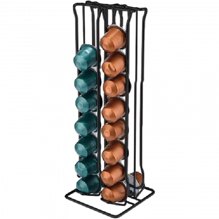 Suport pentru capsule Nespresso, 32 de capsule, Inox, Negru [0]
