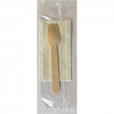 Curatenie & Intretinere - Tacamuri din Lemn Formate din Furculita si Servetel 100 bucati, BEST PACKING