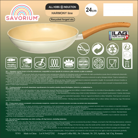 Tigaie din aluminiu, dublu invelis antiaderent ceramic ILAG, 24 cm, toate sursele de caldura, Savorium [6]
