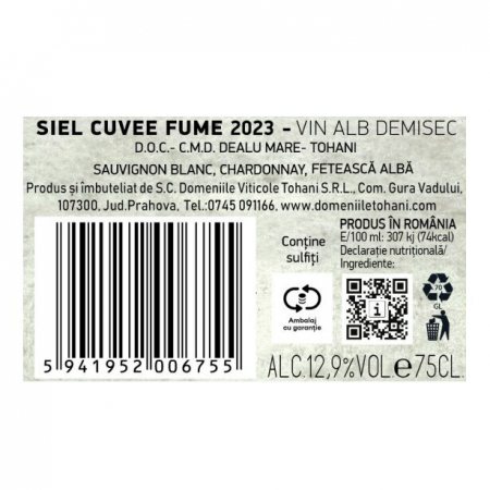 Vin Alb Tohani Siel Fume, Demisec, 0.75l [1]