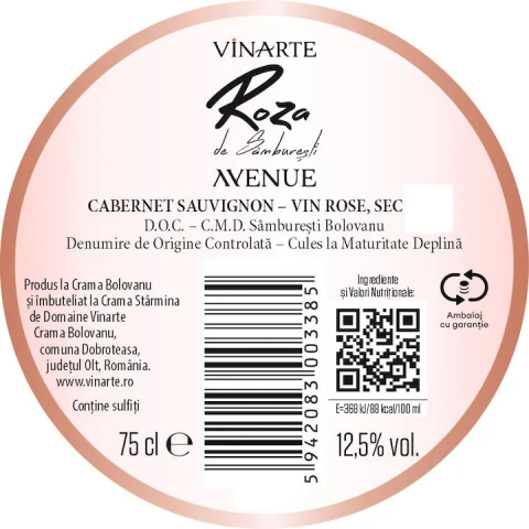 Vin Rose Cabernet Sauvignon Vinarte Avenue Rozalia de Samburesti, Sec, 0.75l [1]