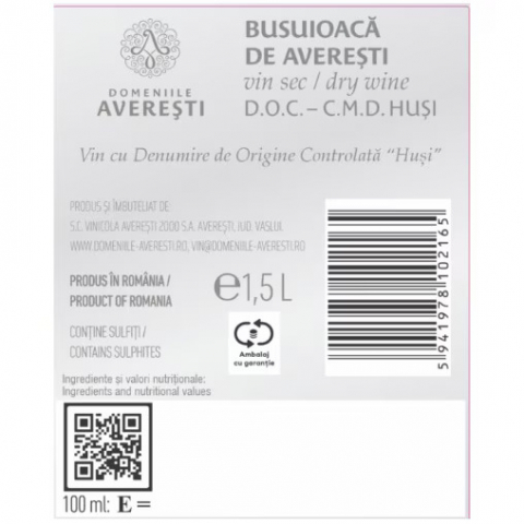 Vin Rose Domeniile Averesti-Diamond Selection, Busuioaca de Averesti, D.O.C, Sec, 1.5l [1]