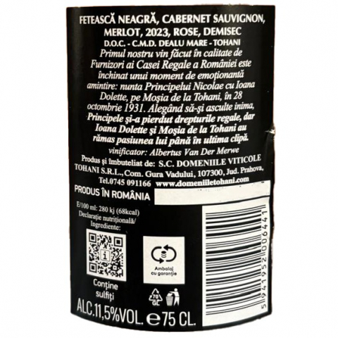 Vin Rose Mosia de la Tohani Special Reserve, Demisec, 0.75l-Vivomarket.ro [1]