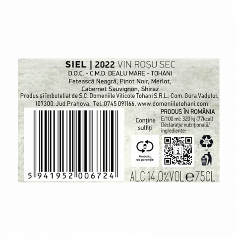 Vin Rosu Tohani Siel, Sec, 0.75l [1]