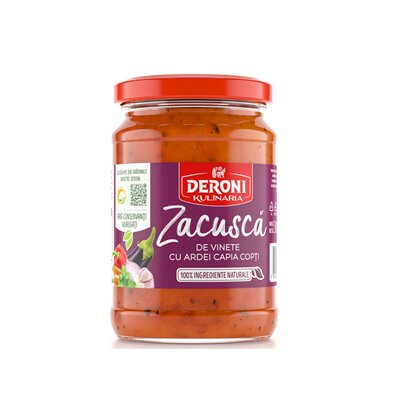 Conserve - Zacusca Vinete & Ardei Kapia Copti, Deroni Kulinaria, 300 g-Vivomarket.ro