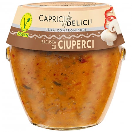 Conserve - Zacusca cu ciuperci 100% naturala, Capricii&Delicii, 550 g
