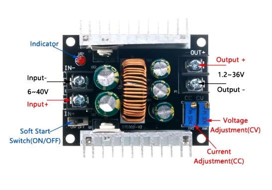 Sursa coboratoare de tensiune, 300W 20A, reglabila de la 6-40 la 1.2-36 V DC [5]