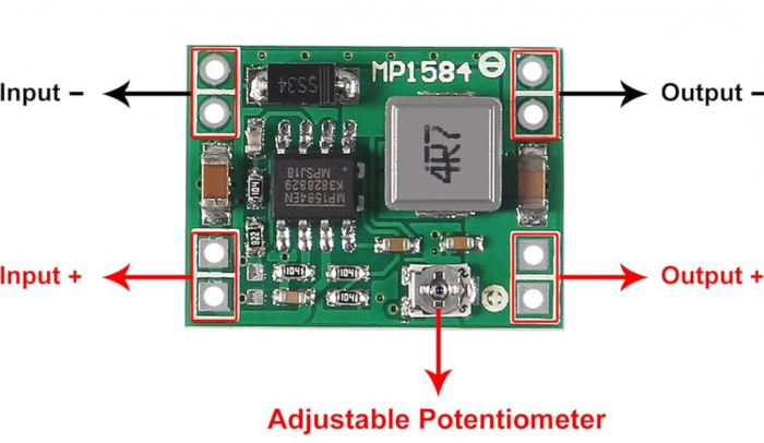 Sursa coboratoare de tensiune MP1584, reglabila de la 4.5-28 la 0.8-20 V DCv [6]