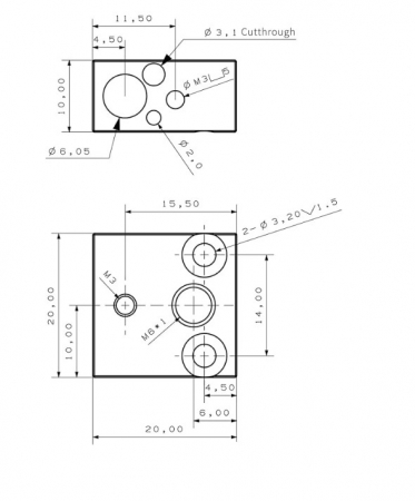 Bloc incalzire 20x20x10mm V6 CR10 MK8 [5]