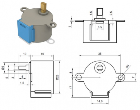 Motor Pas Cu Pas 5V DC 28BYJ-48 [2]