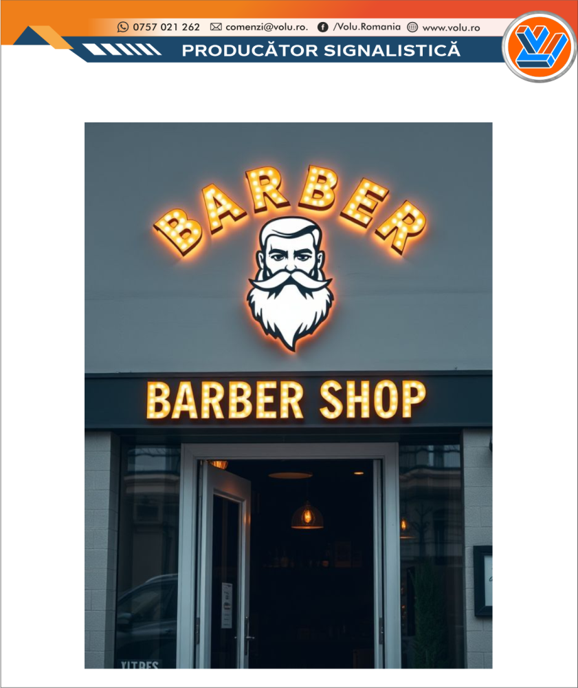 Litere Volumetrice Iluminate BEC LED - personalizat Barber Shop [1]