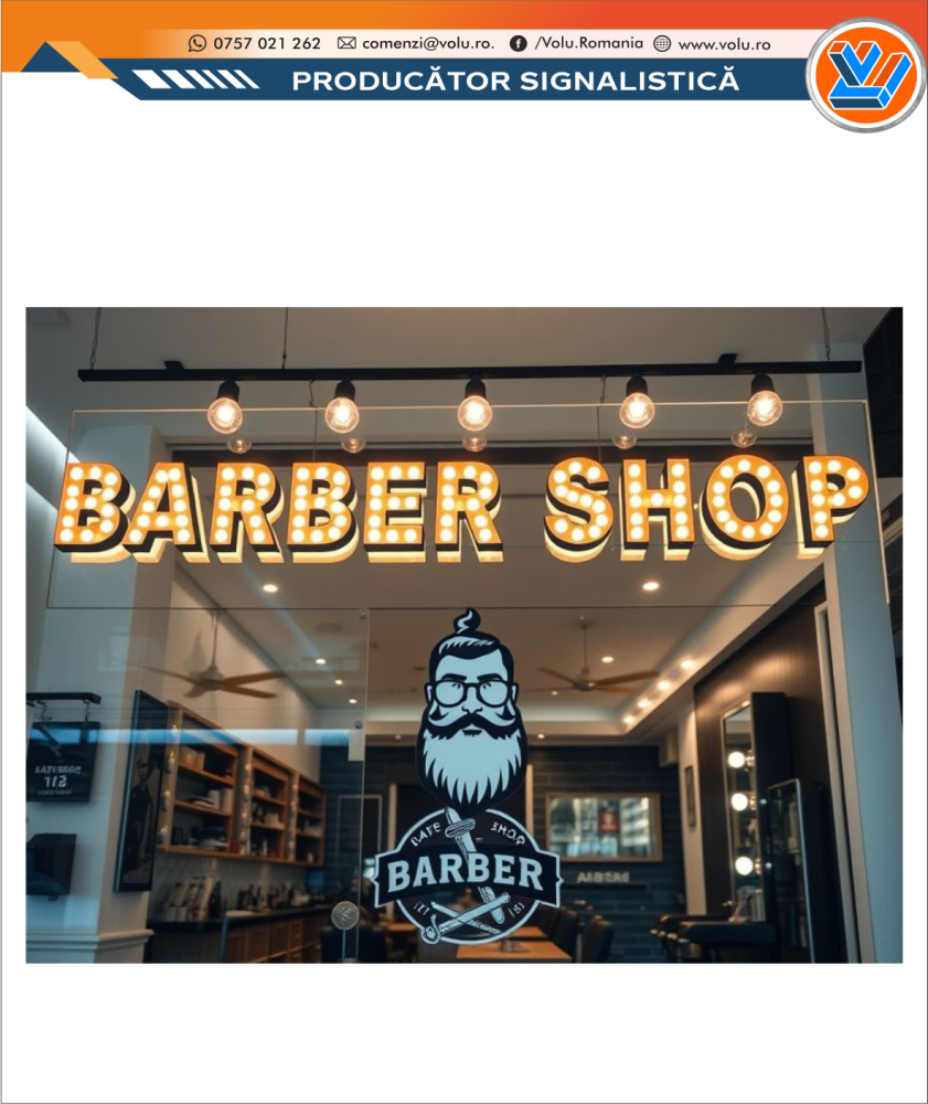 Litere Volumetrice Iluminate BEC LED - personalizat Barber Shop [3]