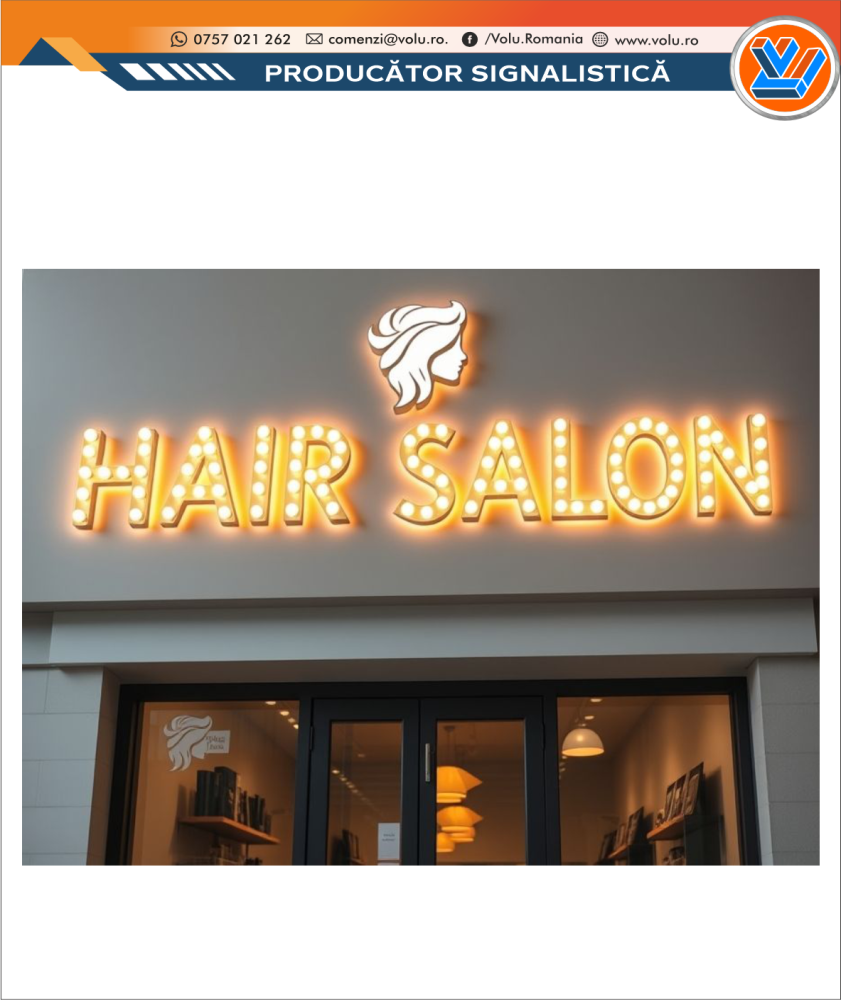Litere Volumetrice Iluminate BEC LED - personalizat Hair Salon [1]