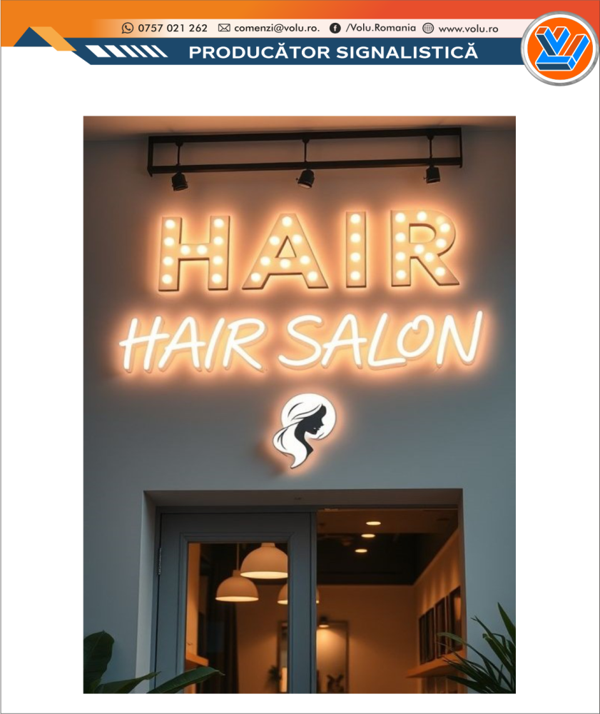 Litere Volumetrice Iluminate BEC LED - personalizat Hair Salon [2]