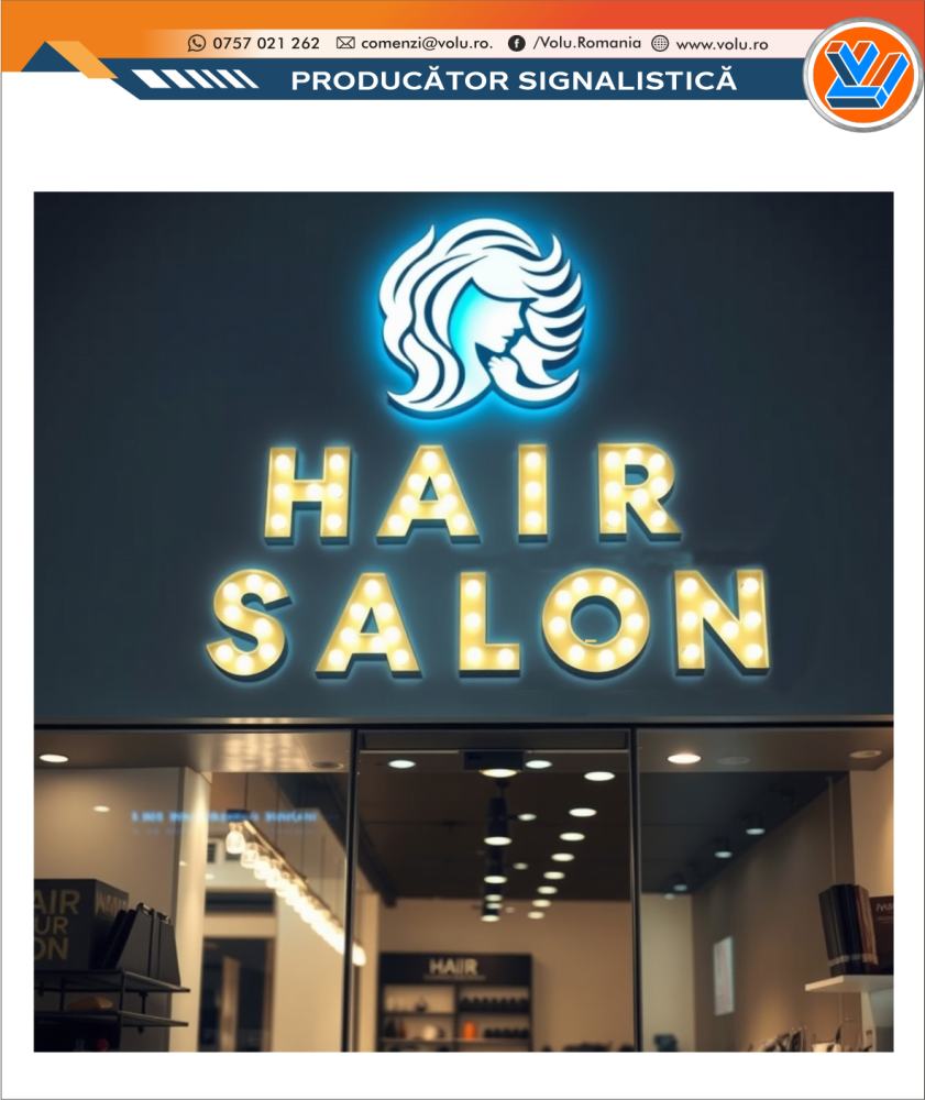 Litere Volumetrice Iluminate BEC LED - personalizat Hair Salon [4]