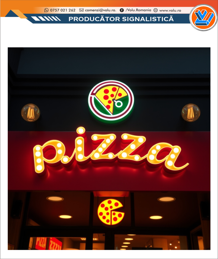 Litere Volumetrice Iluminate BEC LED - personalizat Pizza [5]