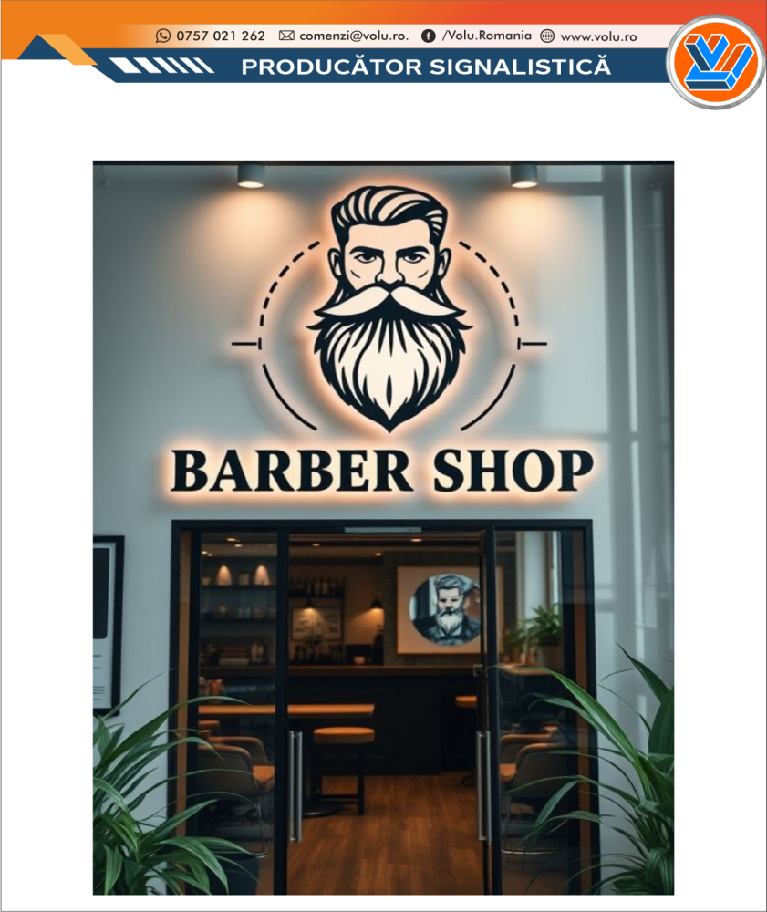Litere Volumetrice Iluminate LED - personalizat Barber Shop [1]