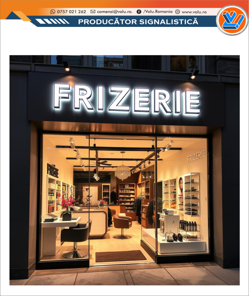 Litere Volumetrice Iluminate LED - personalizat Frizerie [2]