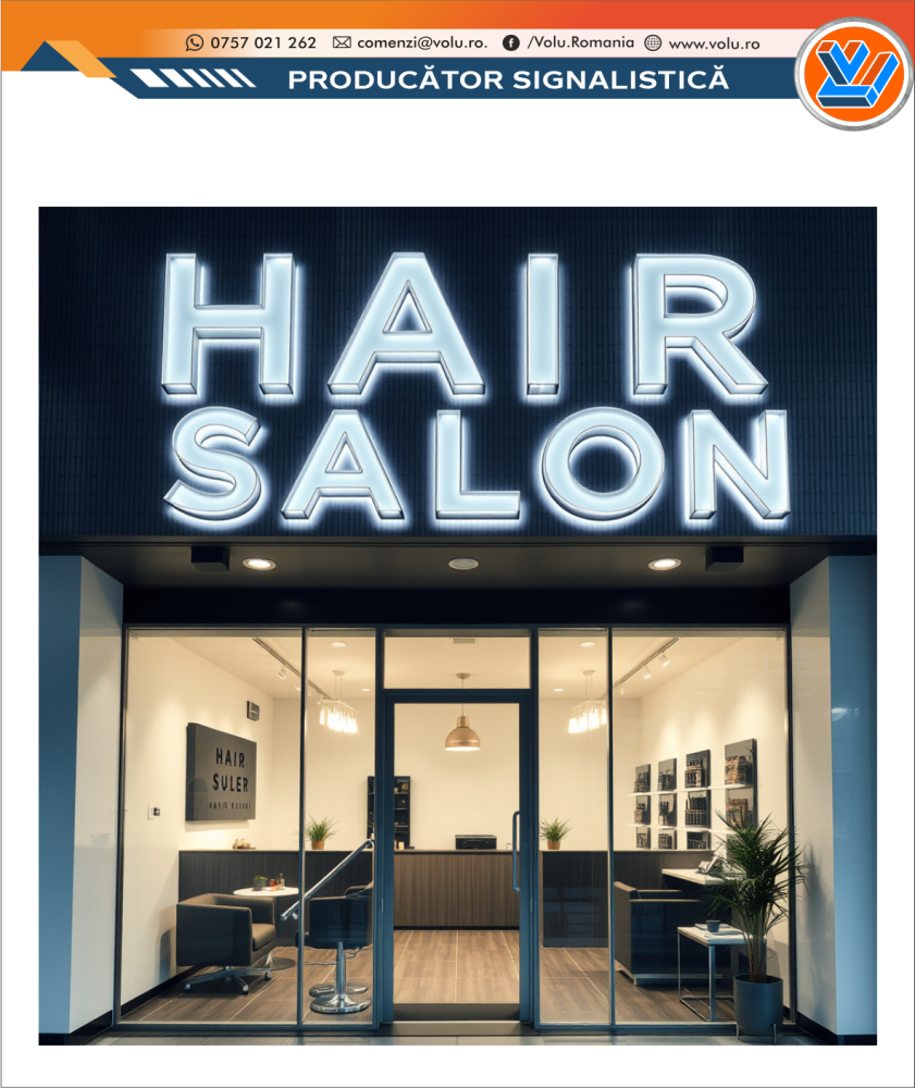 Litere Volumetrice Iluminate LED - personalizat Hair Salon [4]
