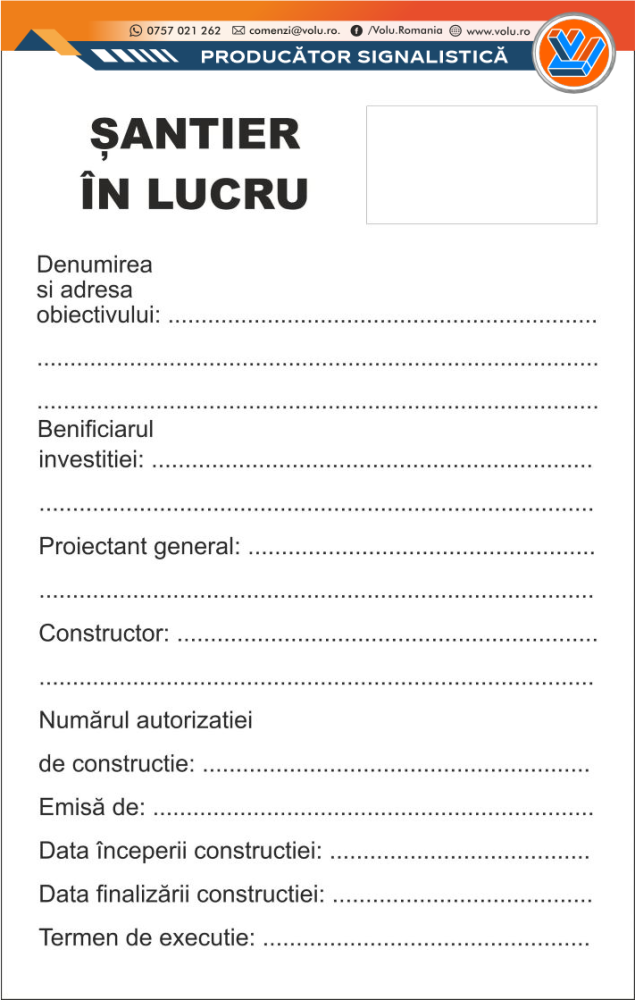 Panou informativ Santier in lucru 60x90 cm [1]
