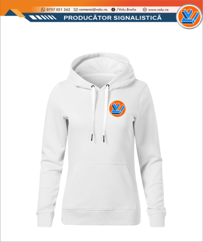 Inscriptionare Articole Textile - Hanorac cu gluga Dama Personalizat Alb