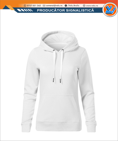 Inscriptionare Articole Textile - Hanorac cu gluga Dama Personalizat Alb