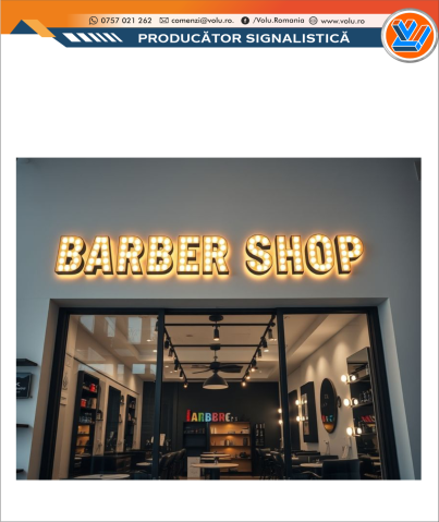 Litere Volumetrice Iluminate BEC LED - personalizat Barber Shop [3]