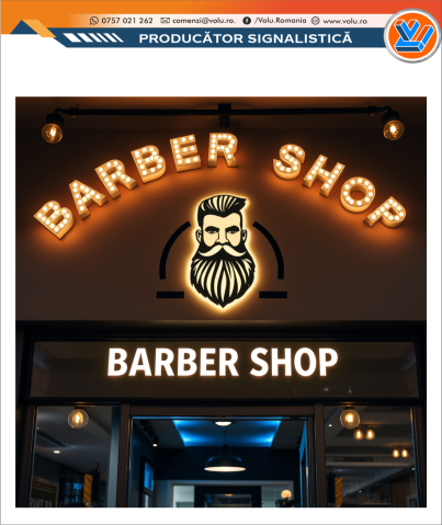Litere Volumetrice Iluminate BEC LED - personalizat Barber Shop [1]