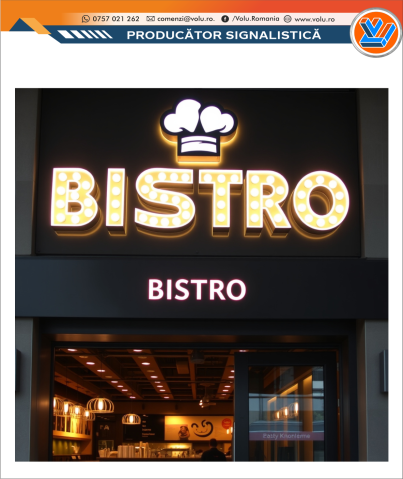 Litere Volumetrice Iluminate BEC LED - personalizat Bistro [1]