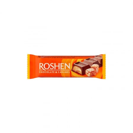 Dulciuri si biscuiti - Baton de ciocolata cu lapte, cu umplutura de caramel, 30 g, Roshen
