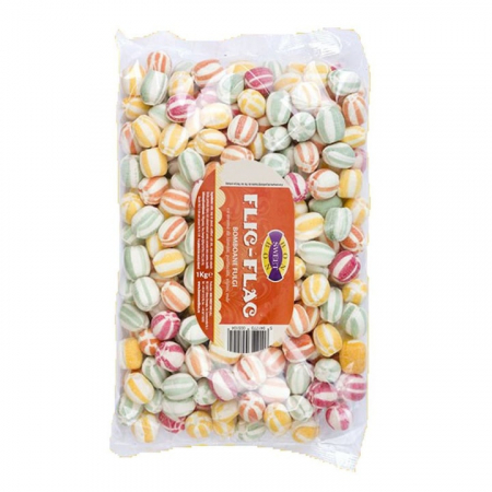 Dulciuri si biscuiti - Bomboane fulgi cu lamaie, portocale, visine si mar Flic-Flac 1kg