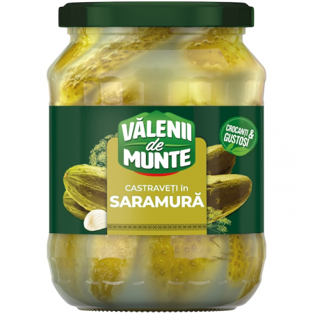 Produse de baza - Castraveti murati in saramura, 630g, Valenii de munte