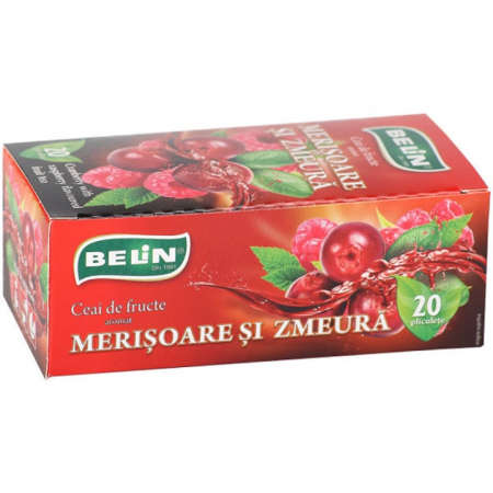 Cafea, ceai și bauturi - Ceai Belin Standard Merisoare si Zmeura, 20 plicuri, 40 gr.