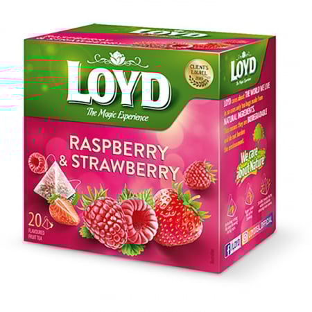 Produse de baza - Ceai de zmeura si capsuni LOYD, 40g