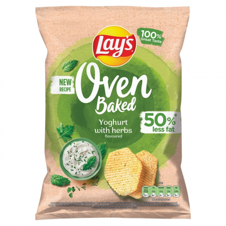 Produse de baza - Chipsuri de cartofi coapte la cuptor Lay's, cu aroma de iaurt si ierburi, 110 g