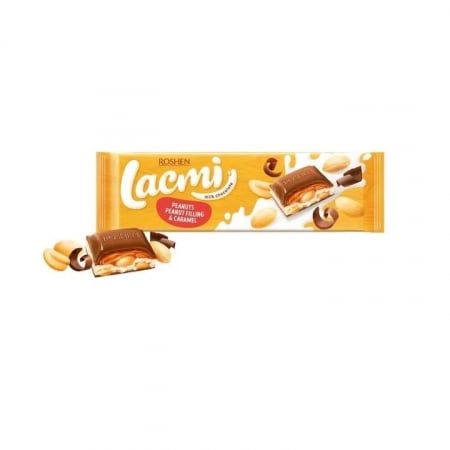 Dulciuri si biscuiti - Ciocolata Roshen Lacri cu umplutura de arahide si caramel 295 g