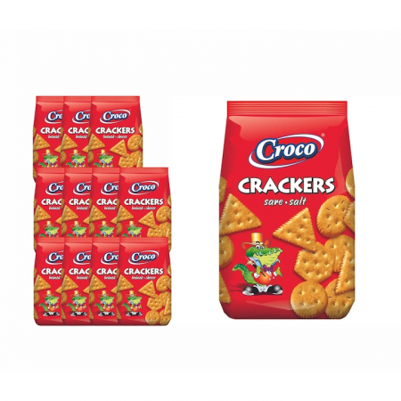 Produse de baza - Crackers Croco Sare 100g, 12 bucati