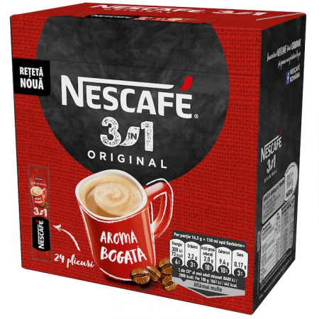 Cafea, ceai și bauturi - Mix de cafea instant Original plicuri,Nescafé, 24x16.5g